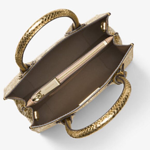 NWT Michael Michael Kors Gold Mercer Studio Leather Crossbody & Top Handle Bag - Picture 10 of 16